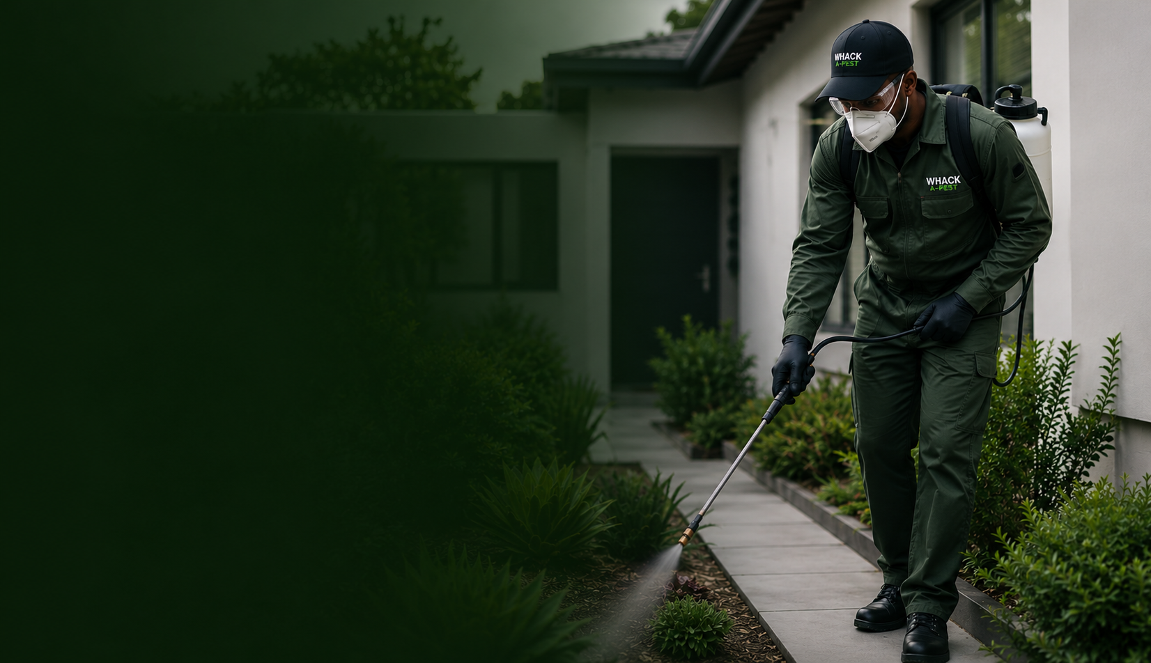 Pest control technician treating a South African home